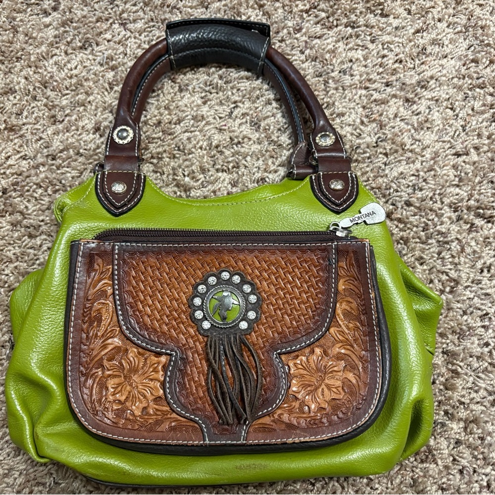 Montana Silversmiths Green and Brown Shoulder Bag
